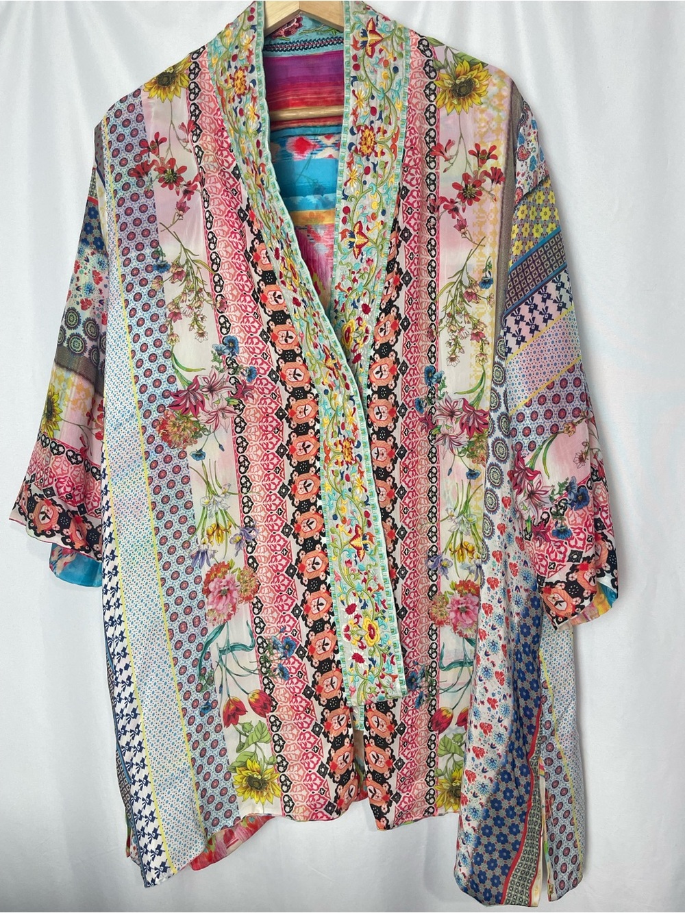 Johnny Was Maci Reversible cardigan Kimono Robe Jacket Embroidered Floral M - Picture 3 of 9